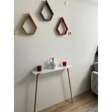 Feyza Design Şık Ahşap Ayaklı Dresuar, 60 cm Petek Üstü Raf ile Modern Dekorasyon - Ahşap - Bej - Siyah