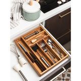 Feyza Design Şık Ahşap Çekmece Içi Organizer, Kaşıklık ve Bıçaklık Düzeni - Ahşap - Ceviz - Seçenek 1