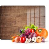Feyza Design Şık Ahşap Görünümlü Cam Kesme Tablası, 20X30 Cm, Dayanıklı ve Estetik - Ahşap - Beyaz - Seçenek 1