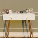 Feyza Design Şık Beyaz Ahşap Ayaklı Modern Dekoratif Dresuar - Ahşap - Bej - Siyah