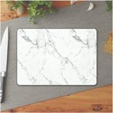Feyza Design Şık Beyaz Mermer Desenli Cam Kesme Tahtası 25X35 cm - Ahşap - Beyaz - Seçenek 1