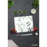 Feyza Design Şık Beyaz Mermer Görünümlü Cam Kesme Tablası, 29X34 cm - Ahşap - Beyaz - Seçenek 1