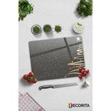 Feyza Design Şık Cam Kesme Tablası, 30X40CM, Füme Renk, Modern Tasarım - Ahşap - Seçenek 1