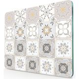 Feyza Design Şık Çini Görünümlü Cam Kesme ve Sunum Tablası 30X40 cm - Ahşap - Beyaz - Seçenek 1
