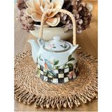 Feyza Design Şık Hasır Saplı Porselen Demlik, Kahve ve Çay Için Modern Tasarım - Açık Bej - Seçenek 1