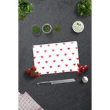 Feyza Design Şık Kalp Desenli Cam Kesme Tablası, 20X30 Cm, Zarif ve Fonksiyonel - Ahşap - Beyaz - Seçenek 1