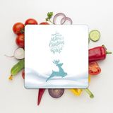 Feyza Design Şık Kare Cam Kesme Tahtası, Yılbaşı Geyik Deseni ile Zarif Mutfak Aksesuarı - Ahşap - Beyaz - Seçenek 1