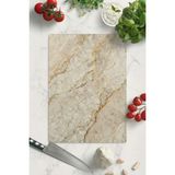 Feyza Design Şık Krem Mermer Temperli Cam Kesme ve Sunum Tahtası 25X35 cm - Açık Bej - Seçenek 1