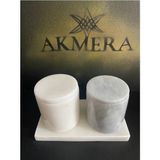 Feyza Design Şık Mermer Baharatlık Seti, 2'li, Gri ve Beyaz Renk Seçeneği - Seçenek 1