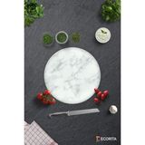 Feyza Design Şık Mermer Desenli Cam Kesme Tablası, 32CM Çap - Ahşap - Seçenek 1