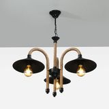 Feyza Design Şık Metal Halat 3'lü Avize, Modern ve Zarif Aydınlatma Tasarımı - Ahşap - Seçenek 1
