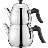 Feyza Design Şık Mini Çaydanlık Takımı, Pratik ve Estetik Set - Altın - Gri - Seçenek 1