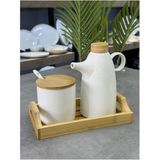 Feyza Design Şık Porselen Yağdanlık ve Kaşıklı Kase Takımı, Pratik ve Estetik Set - Seçenek 1