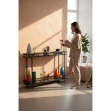 Feyza Design Şık Siyah 2 Katlı Füme Temper Camlı Çerçeveli Konsol Dresuar - Ahşap