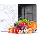 Feyza Design Şık Siyah Beyaz Mermer Desenli Cam Kesme Tahtası 30X40 cm - Açık Bej - Seçenek 1