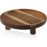Feyza Design Şık ve Fonksiyonel 20X6 cm Ayaklı Servis Tabağı - Ahşap - Ceviz - Seçenek 1