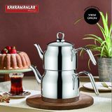 Feyza Design Şık ve Kullanışlı Büyük Boy Çaydanlık, Pratik ve Dayanıklı Tasarım - Altın - Gri - Seçenek 1