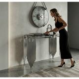 Feyza Design Şık ve Parlak Gümüş Kaplama Dresuar, 140CM Uzunluk, Modern Tasarım - Altın - Gri