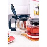 Feyza Design Siyah Cam Demlik, Süzgeçli, 700 Ml, Çay, Kahve ve Bitki Çayı Demliği - Ahşap - Beyaz - Seçenek 1