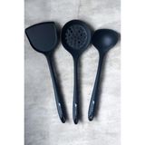 Feyza Design Siyah Ivory Silikon Kepçe ve Spatula Seti, Dayanıklı ve Şık Mutfak Aksesuarı - Ahşap - Seçenek 1