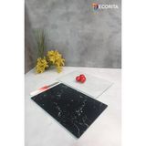 Feyza Design Siyah Mermer Görünümlü Cam Kesme Tahtası Çift Takım 20X30 cm - Ahşap - Seçenek 1