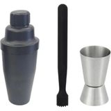 Feyza Design Siyah Mojito Tokmağı, 20.7 cm Kokteyl Shaker, 700 cc Polikarbon, Jigger 2/4 cl - Antrasit - Seçenek 1