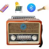 Feyza Design Solar Güneş Enerjili Nostaljik Müzik Kutusu ve Radyo Bluetooth Mp3 Çalar - Ahşap - Ceviz