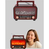 Feyza Design Solar Şarjlı Işıklı Bluetooth Hoparlör ve Radyo, USB ve Tf Kart Desteği - Ahşap - Ceviz