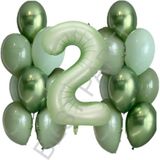 Feyza Design Su Yeşili Rakam ve Balon Seti Yaş 2 - Eğlenceli Parti Malzemeleri - Seçenek 1