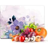Feyza Design Suluboya Mor Çiçek Desenli Cam Kesme ve Sunum Tahtası 20X30 cm - Amber - Seçenek 1