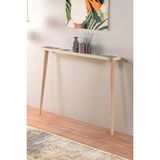 Feyza Design Turkuaz Ahşap Doğal Ağaç Traverten Taşlı Dresuar 102X12CM - Altın - Turkuaz