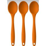 Feyza Design Turuncu Renk 3'lü Yanmaz Silikon Kaşık ve Spatula Seti - Altın - Seçenek 1