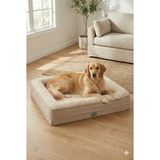 Feyza Design Ultra Yumuşak Visco Süngerli Su Geçirmez Alezli Kedi ve Köpek Yatağı - Ahşap - Bej - Seçenek 1