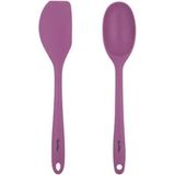 Feyza Design Vişne Renkli Silikon Büyük Kaşık ve Spatula Seti, Dayanıklı ve Şık Tasarım - Amber - Seçenek 1