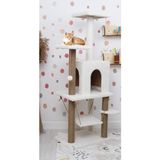 Feyza Design Y-01 Salıncaklı Yuvalı Kedi Oyun Evi Beyaz, Eğlenceli ve Konforlu - Seçenek 1