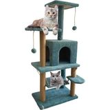 Feyza Design Y-01 Salıncaklı Yuvalı Kedi Tırmalama Oyun Evi Turkuaz - Seçenek 1