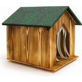 Feyza Design Yalıtımlı Ahşap Kedi Evi, Yağmur ve Soğuk Geçirmez, Şık Tasarım - Seçenek 1