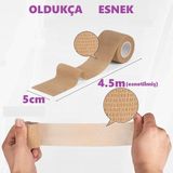 Feyza Design Yapışkan Bandaj 5cm x 4.5m, Güçlü ve Esnek Koruyucu Sağlık Malzemesi - Ahşap - Bej