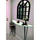 Feyza Design Yarım Ay Oval Dresuar, Beyaz, 60CM, Siyah Ayak, Şık ve Modern Tasarım - Açık Bej