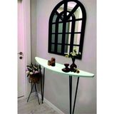 Feyza Design Yarım Ay Oval Kenar Beyaz Dresuar 80CM Siyah Ayak - Ahşap - Bej - Siyah
