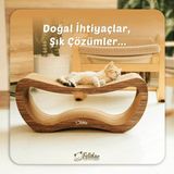 Feyza Design Yatay Kedi Tırmalama Kanepesi, Oluklu Mukavva, Large, Koyu Ahşap Renk - Seçenek 1