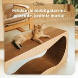 Feyza Design Yatay Oluklu Mukavva Kedi Tırmalama Kanepesi Xlarge Bej Ahşap Renk - Seçenek 1