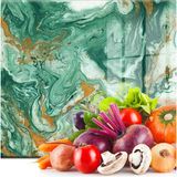 Feyza Design Yeşil Gold Mermer Görünümlü Cam Kesme ve Sunum Tablası 30X40CM - Ahşap - Beyaz - Seçenek 1