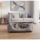 Feyza Design Yıkanabilir Gabardin Kedi ve Köpek Yatakları, Konfor ve Kalite - Altın - Gri - Seçenek 1