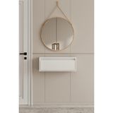Feyza Design Yıldız Beyaz Mdf Duvara Monte Dresuar 50 cm - Ahşap - Bej - Siyah