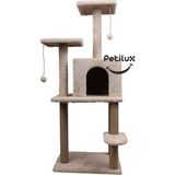 Feyza Design Yüksek Konforlu Çok Katlı Kedi Tırmalama Evi, Eğlence ve Dinlenme Alanı - Ahşap - Bej - Seçenek 1