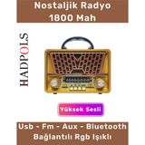 Feyza Design Yüksek Sesli Retro Radyo, Bluetooth, Usb, Sd Kart, Mp3 Müzik Kutusu - Ahşap - Ceviz