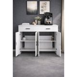 Feyza Design Yüksek ve Şık Çok Amaçlı Dresuar - Beyaz, 120 cm Genişlik - Ahşap - Bej - Siyah
