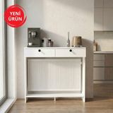 Feyza Design Yüksekliği 100 Cm, Genişliği 110 cm Çok Amaçlı Antre Mobilyası - Ahşap - Bej - Siyah