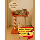 Feyza Design Yumuşak Peluş Dokulu 2 Katlı Kedi Tırmalama Tahtası 55CM, Oyun Alanı - Seçenek 1